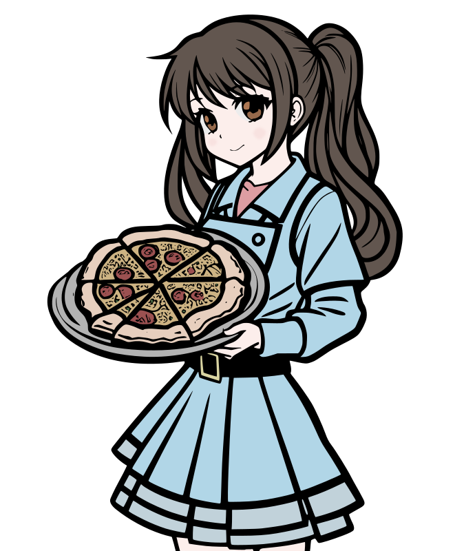 Anime Girl with Pizza