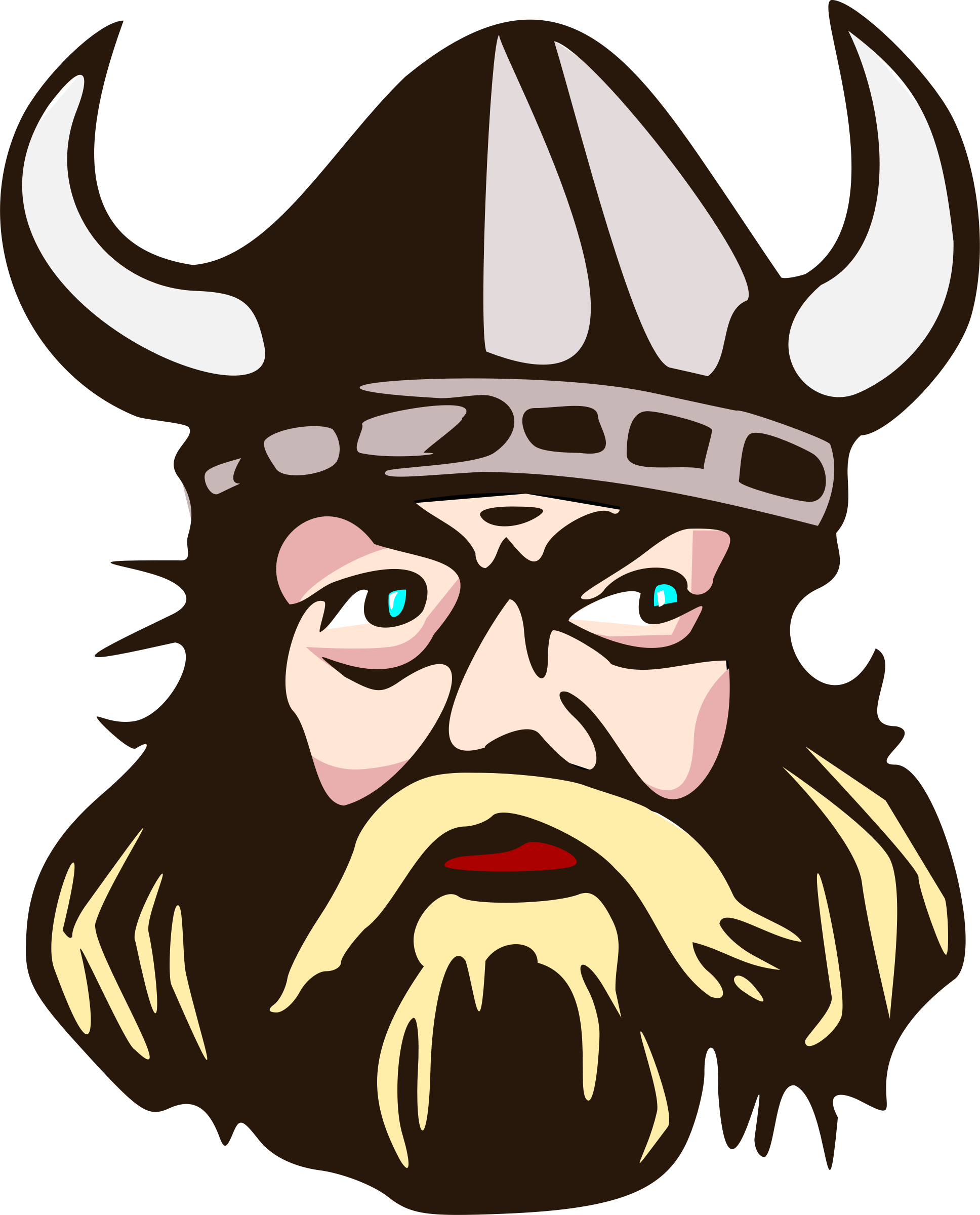 Clipart Viking head with horn