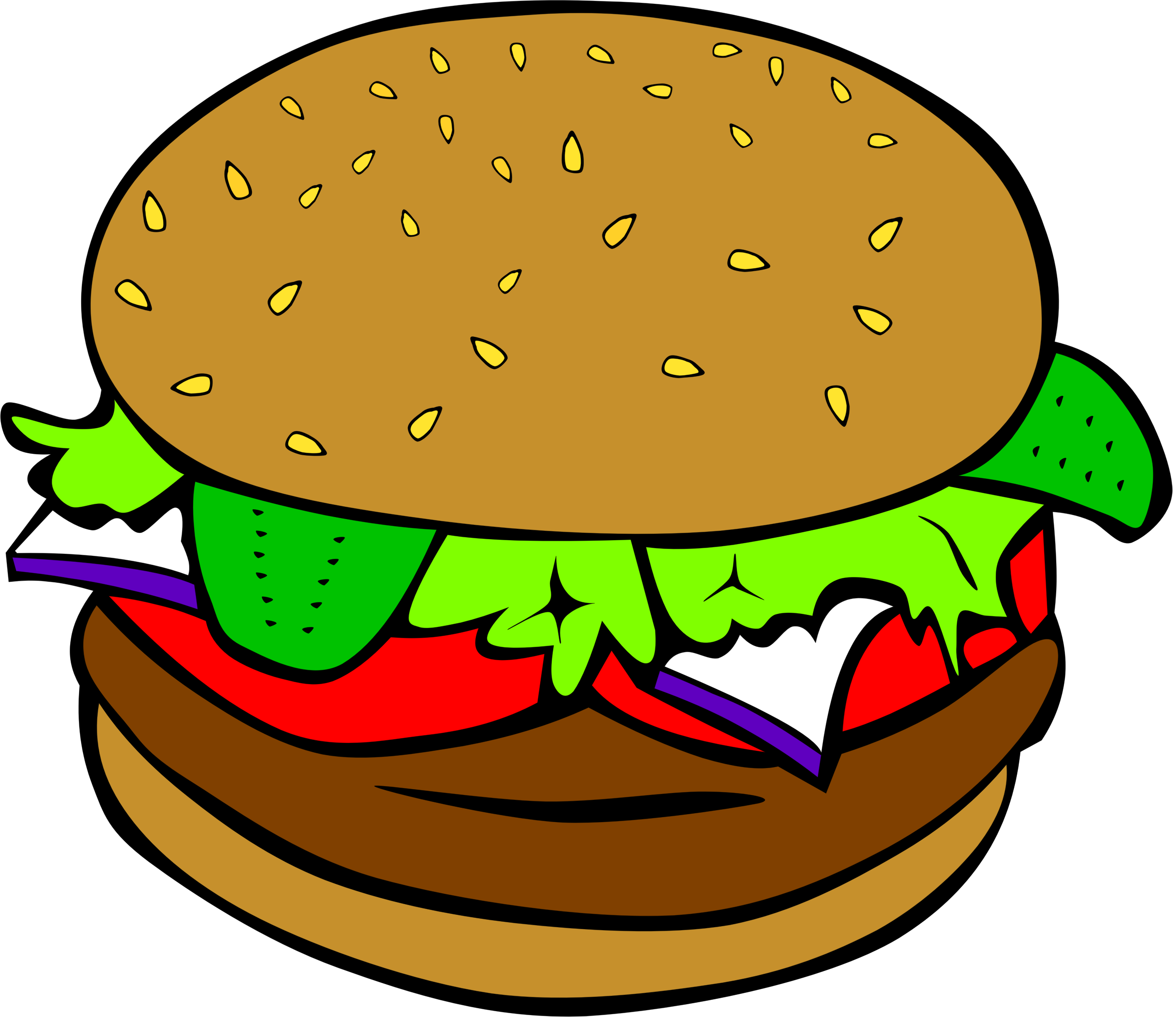 Clipart - Fast Food, Lunch-Dinner, Hamburger no cheese