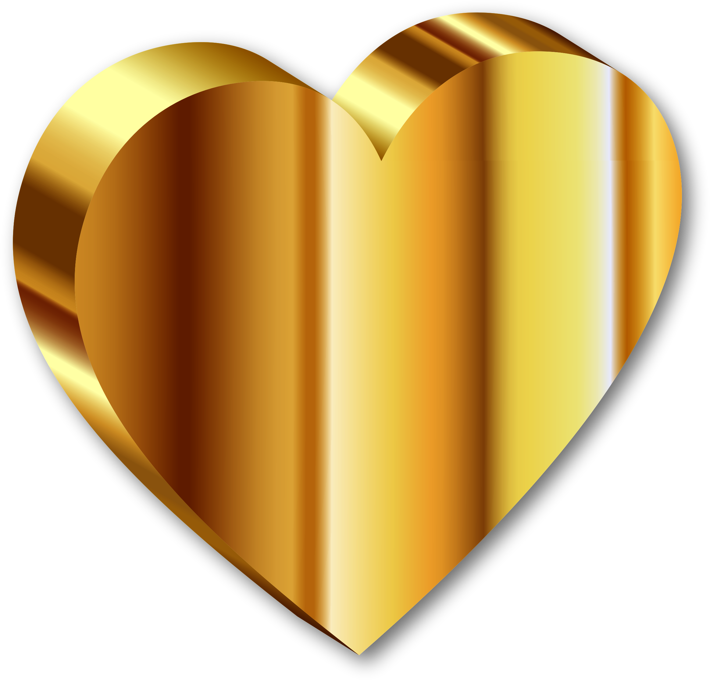 Clipart 3D Heart Of Gold Deeper Color With Shadow