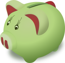 Piggybank by DooFi - Why it's green? I have absolutely no idea. The real piggybank that sits on my monitor is green, so....