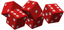 five red dice by mariotomo - five dice, in slightly different positions, all red.