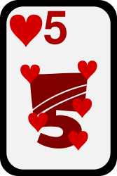 Five of Hearts by momoko - Five of hearts from a funky card deck