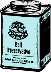 Old can by liftarn - A can of belt preservative (obviously it's something used to prevent slipping in belt driven machines). Converted to SVG from clipart on �PC f�r alla� CD 3-2003.