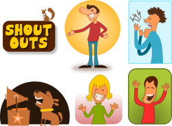 Shout Outs by kablam - A series of cartoons of shout outs. Great for announcements. See http://openclipart.org/media/files/kablam/14523
for more in this series.

Created by pencilsauce.com using Inkscape from inkscape.org