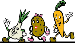 veggies by johnny_automatic - cartoon vegetables (garlic or onion, potato, carrot) based on US government PD file