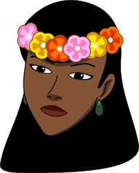 Woman wearing hawaiian lei by laobc - A woman head with a hawaiian lei.