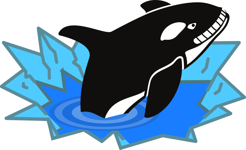 Evil Orca Cartoon Looking and Smiling with teeth