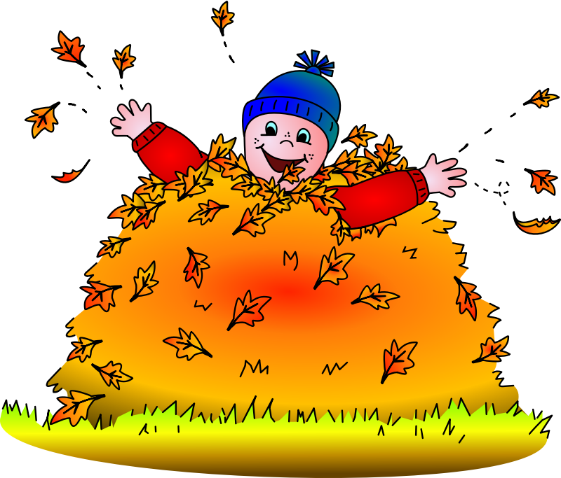 Child in leaves (colored)