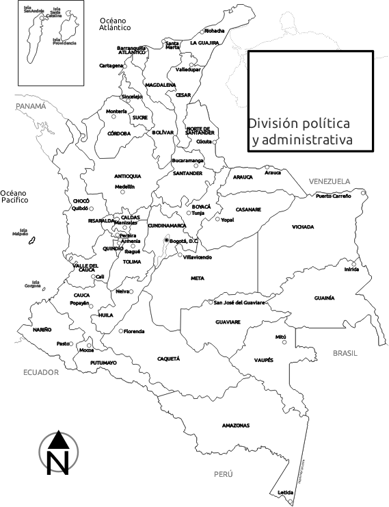 Mapa fi­sico de Colombia