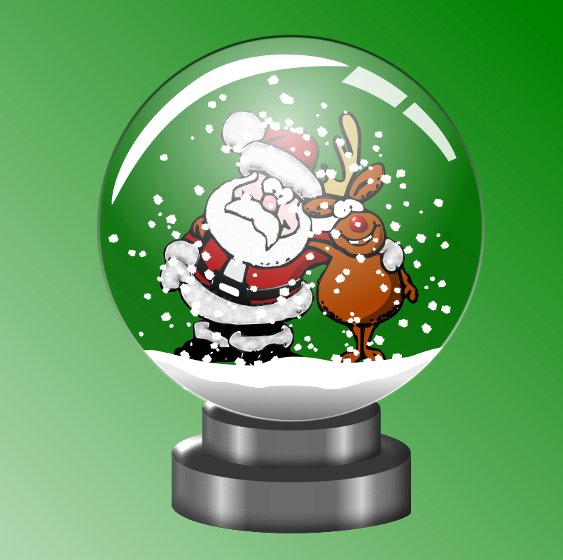 Santa and Rudolph forever in a Snow Globe