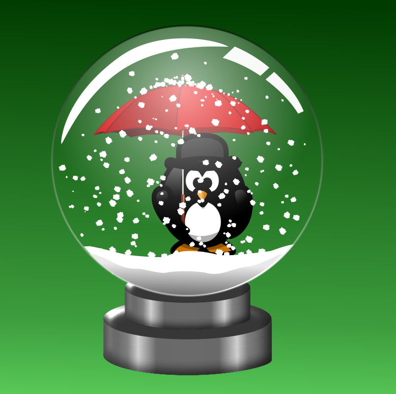 Snow Globe -Penguin with Umbrella