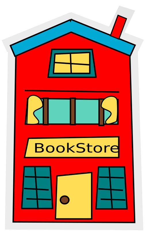 cartoon bookstore-building
