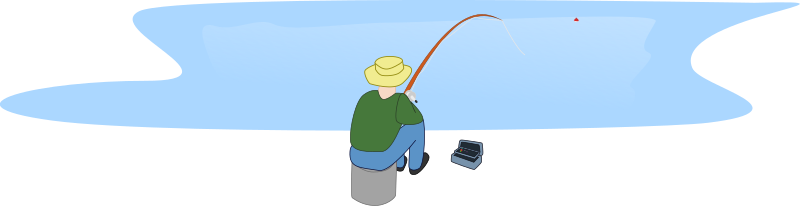 Fisherman fishing sitting by a lake