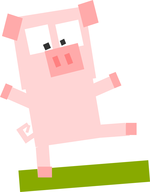Square animal cartoon pig