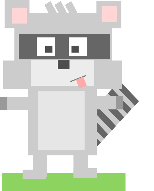 Square animal cartoon raccoon