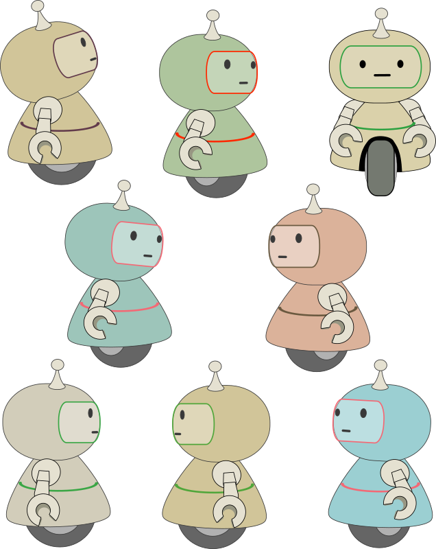 Eight little robots