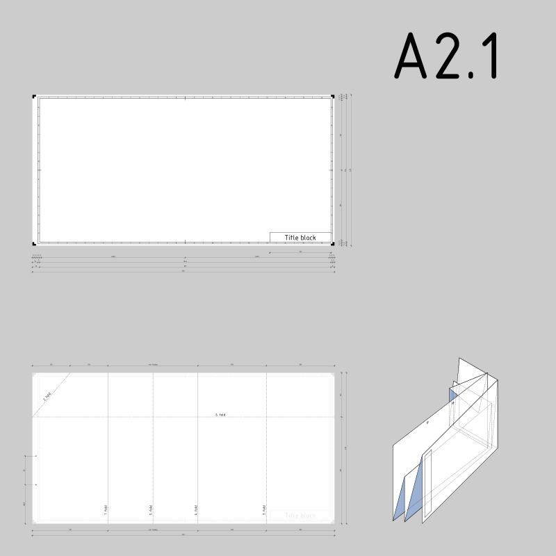 DIN A2.1 technical drawing format and folding
