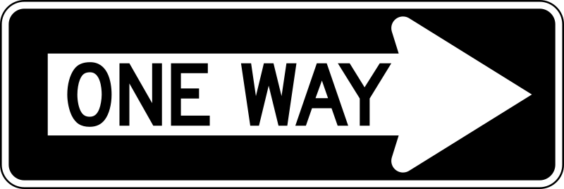 One Way Right traffic sign, horizontal