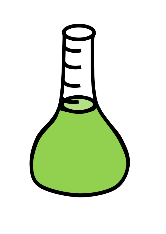 Erlenmeyer flask with green liquid