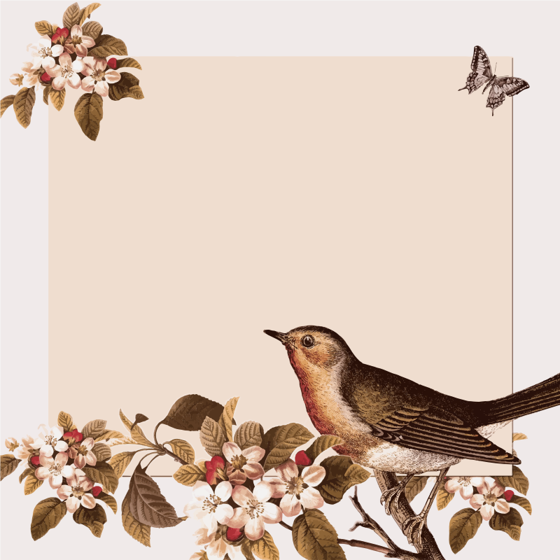 Vintage Bird And Floral Background
