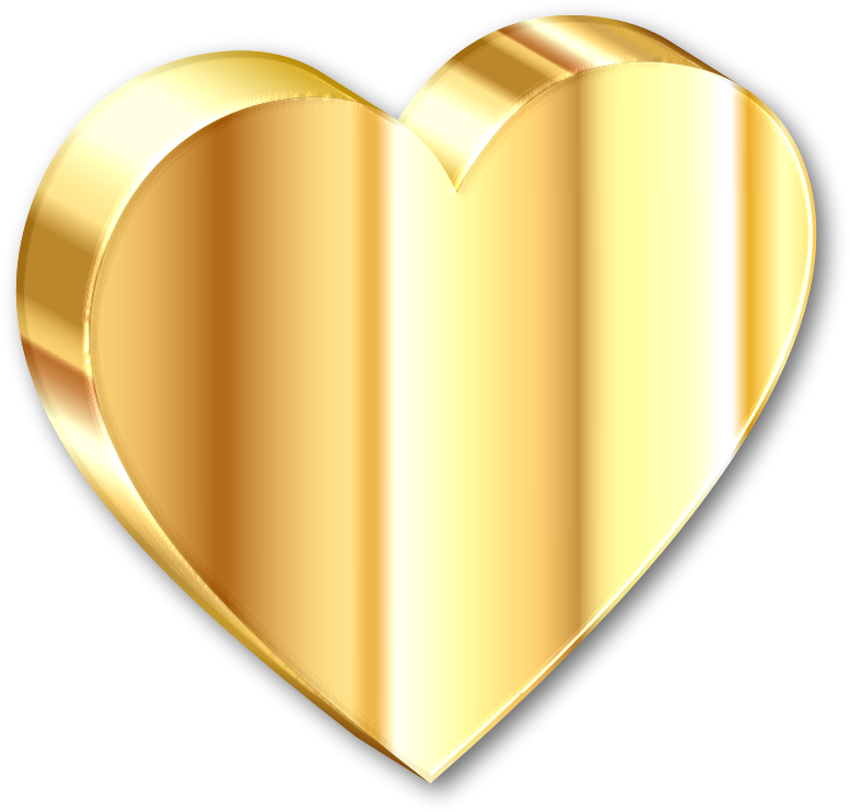 3D Heart Of Gold With Shadow