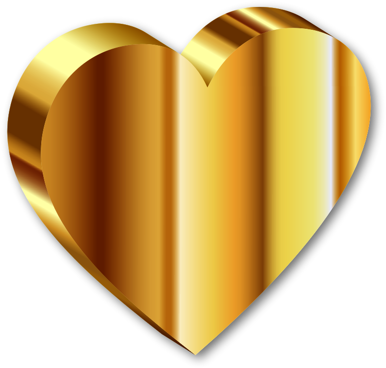 3D Heart Of Gold Deeper Color With Shadow