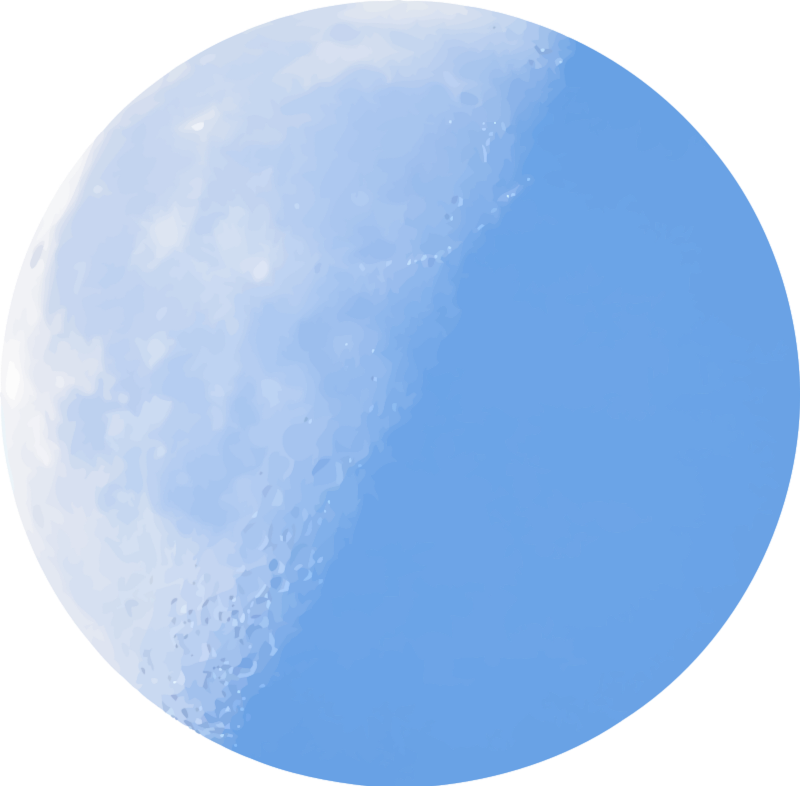 Isolated half-moon in daylight