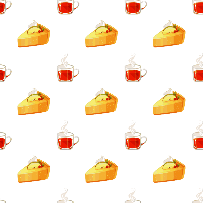 Tea and cake seamless pattern