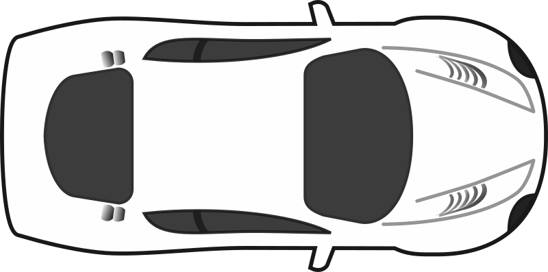 White blank racing car top view