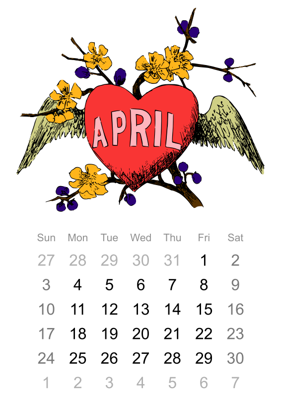 2016 April calendar
