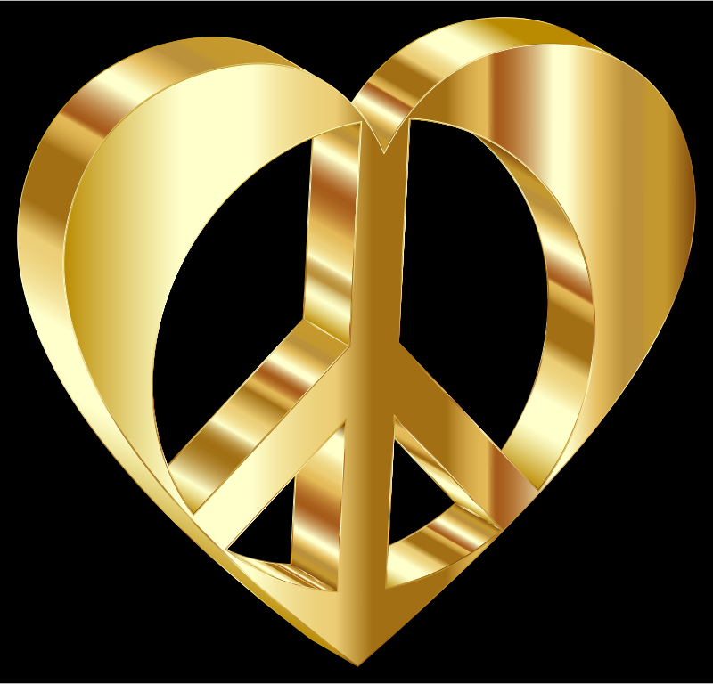 3D Peace Heart Mark II Gold Variation 2 With Background
