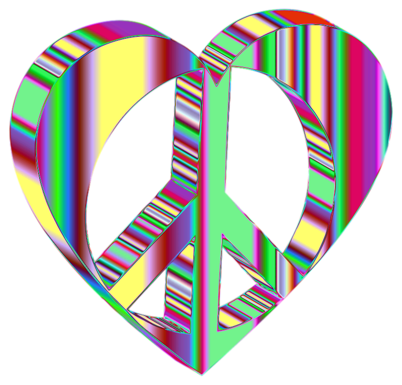 3D Peace Heart Mark II Psychedelic No Background