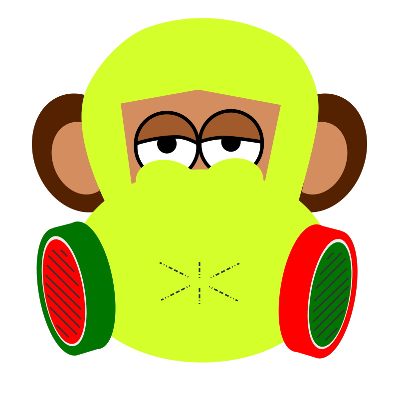 monkey wears gas mask