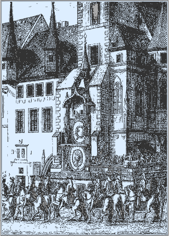 Pražský orloj r. 1743 - Prague Astronomy Clock in 1743