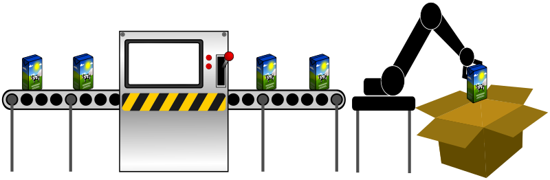 conveyor with robot arm