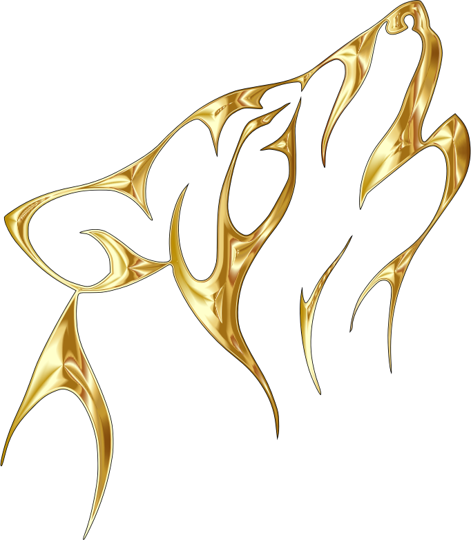 Gold Tribal Wolf No background