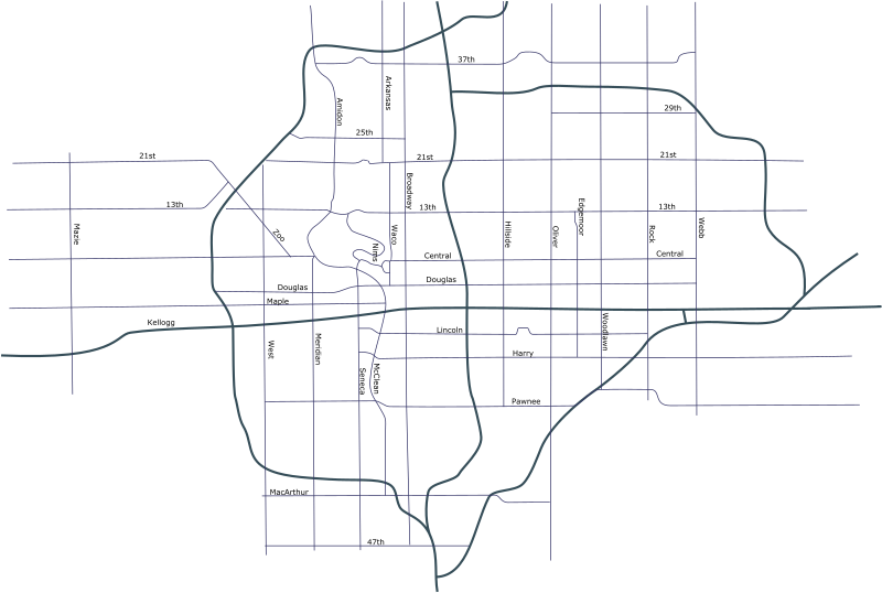 Street map of Wichita Kansas