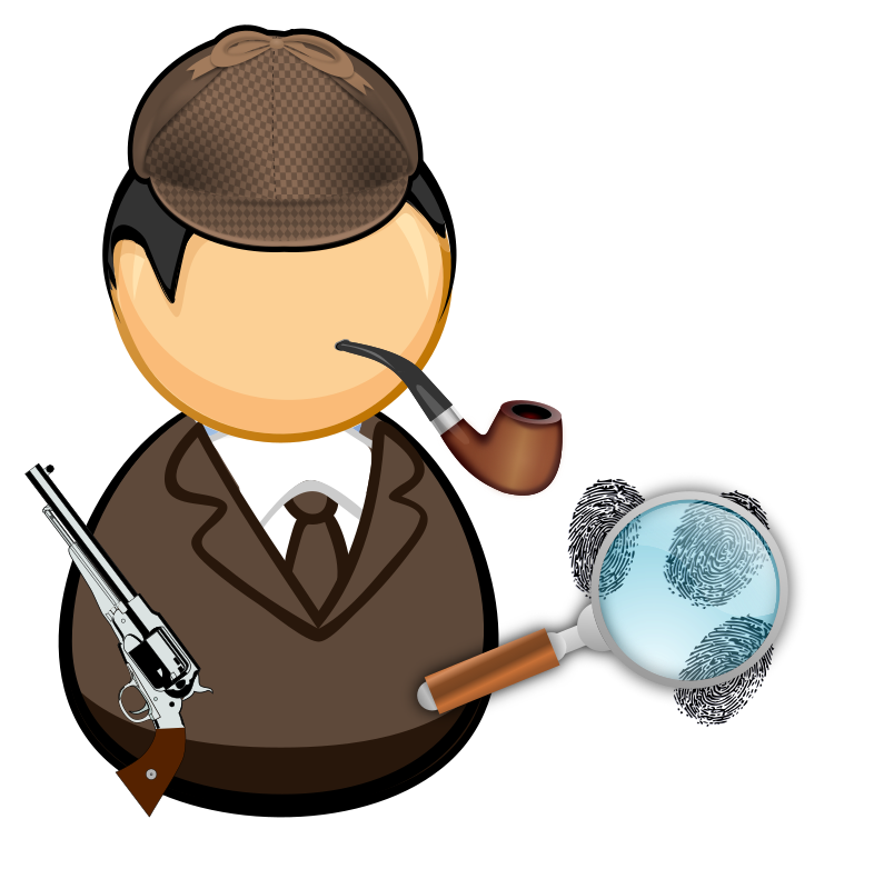 Detective with pipe and magnifying glass