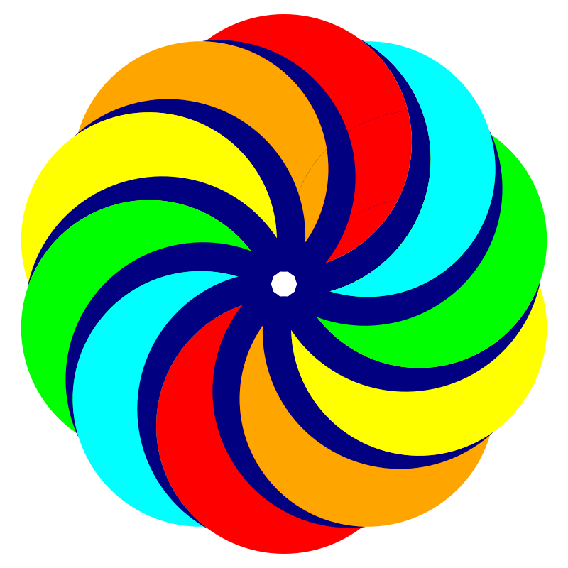 Colored Circles in Decagon shape