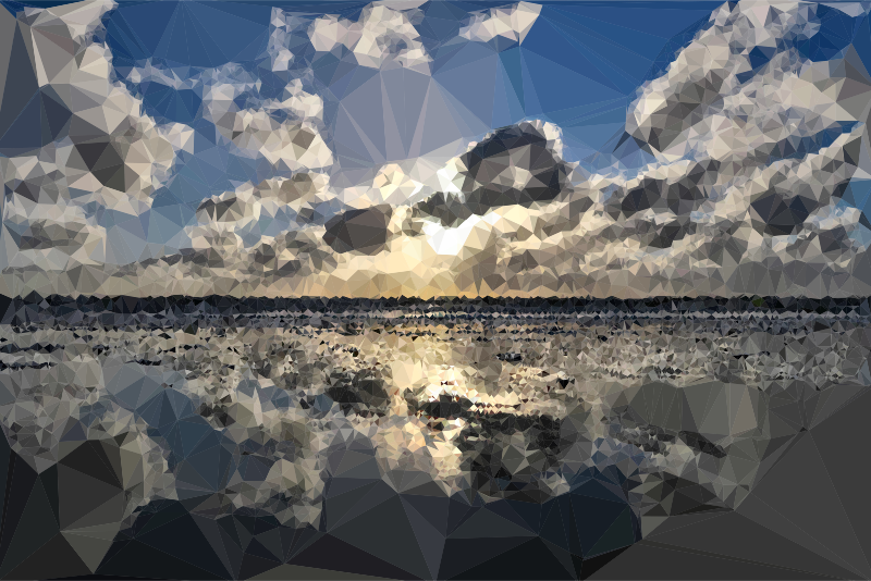 Low Poly Cloudy Beach