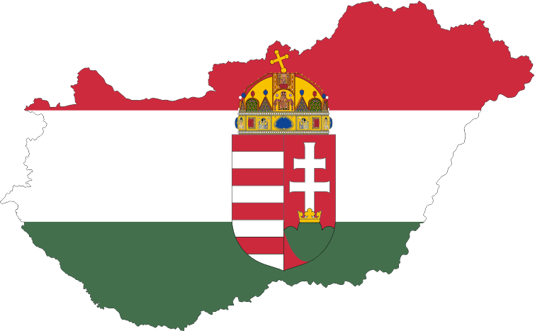 Hungary Map Flag With Stroke And Coat Of Arms