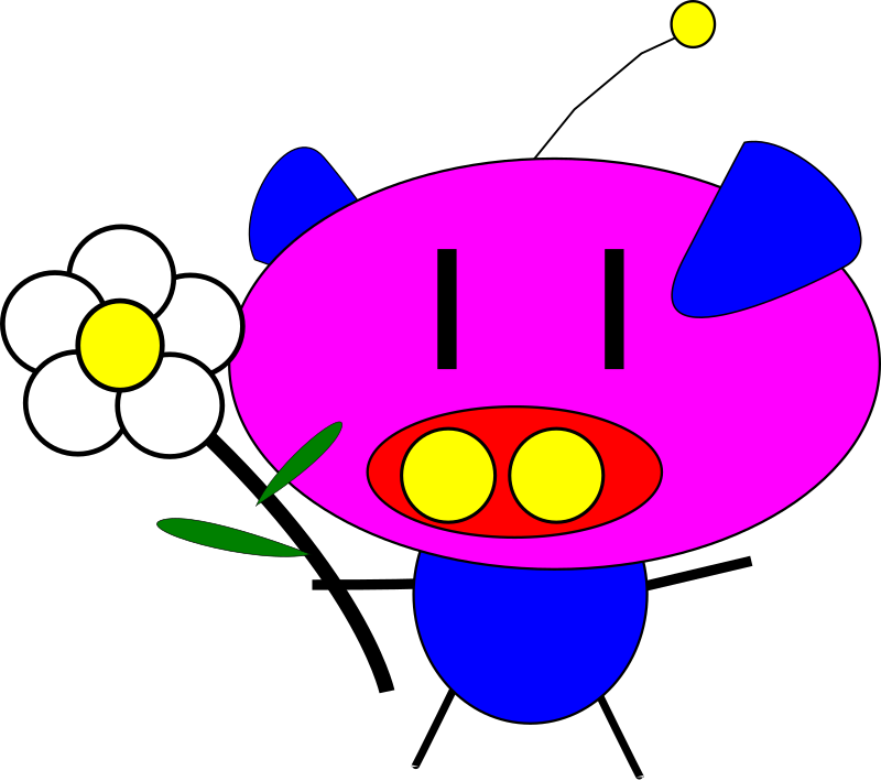 pig pig with flower