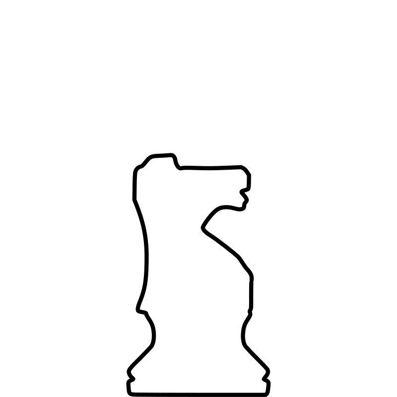 White Silhouette Chess Piece REMIX – Knight / Caballo
