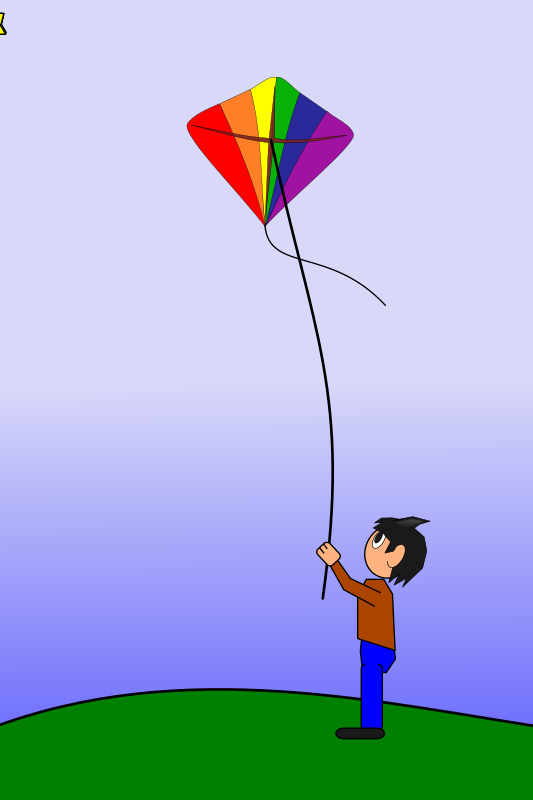 Animation of a Boy Flying a Kite
