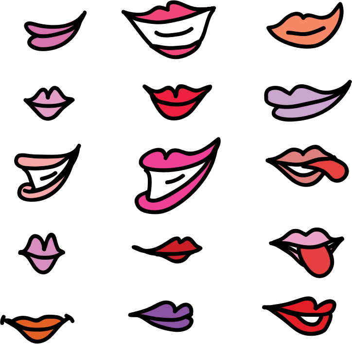 Set of girly lips