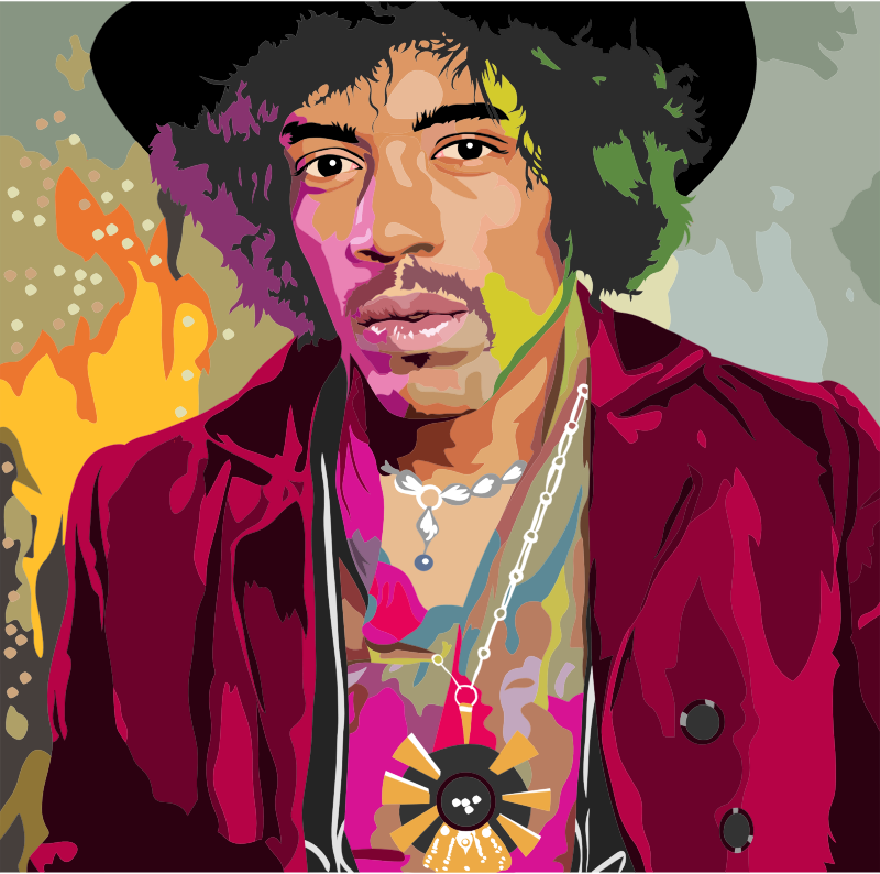 Colorful Jimi Hendrix Portrait By Heblo