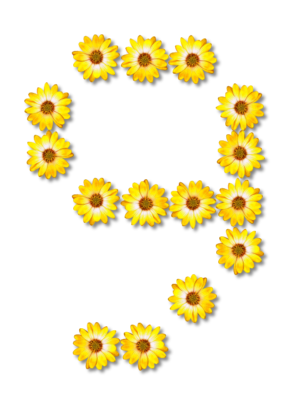 Floral alphabet, 9