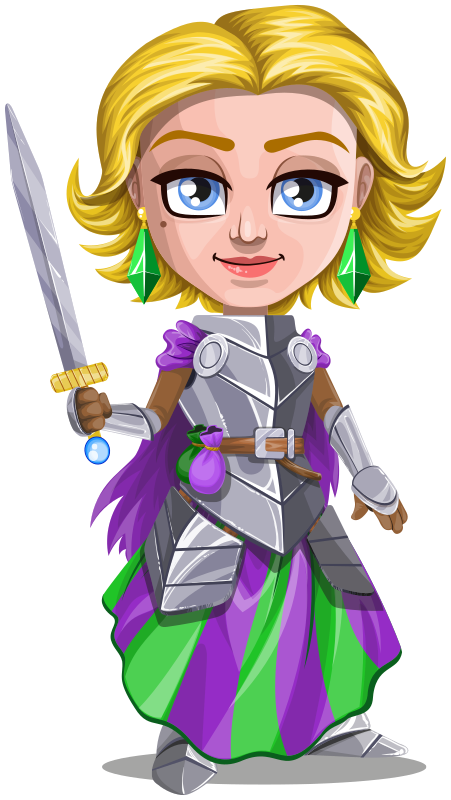 Woman knight warrior in armor, holding a sword - 2 - blonde