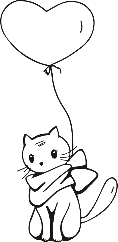 Cat and balloon (line drawing)